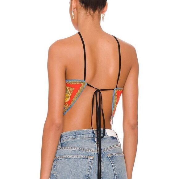 Versace Barocco Goddess Scarf Top in Dark Orchid & Sun size 46/us size 10 - Picture 3 of 12